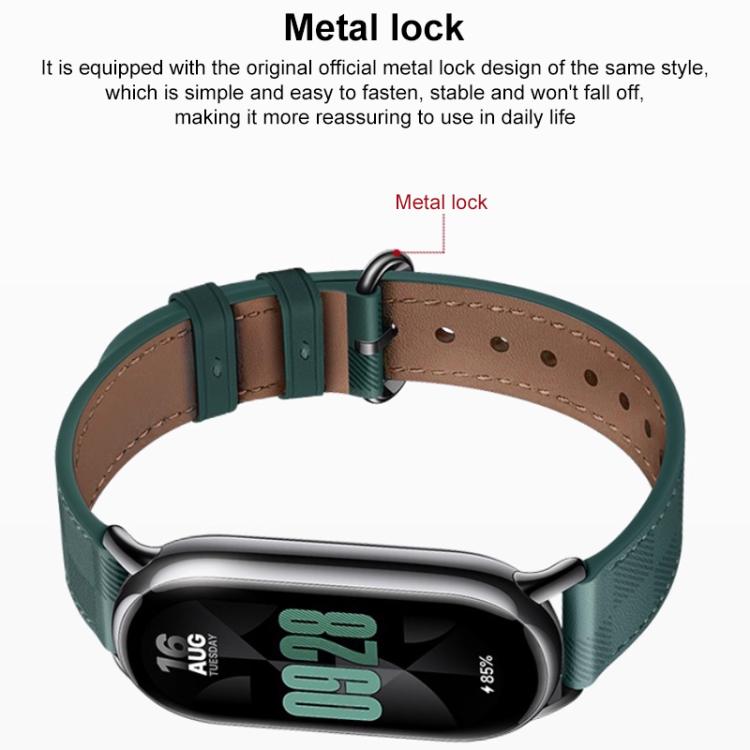 xDfind Plaid Texture Leather Watch Band, For Xiaomi Smart Band 11 / 10 / 9 / 8