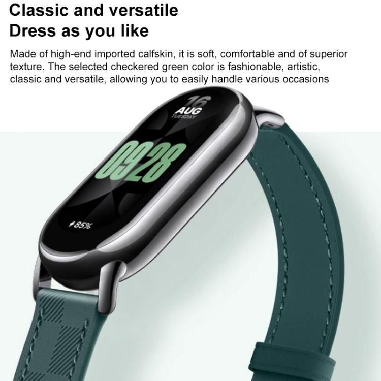 xDfind Plaid Texture Leather Watch Band, For Xiaomi Smart Band 11 / 10 / 9 / 8