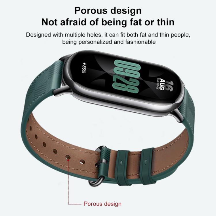 xDfind Plaid Texture Leather Watch Band, For Xiaomi Smart Band 11 / 10 / 9 / 8