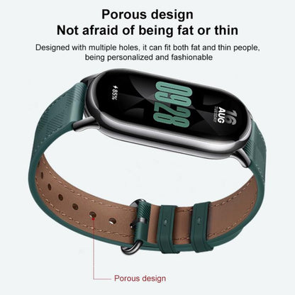 xDfind Plaid Texture Leather Watch Band, For Xiaomi Smart Band 11 / 10 / 9 / 8