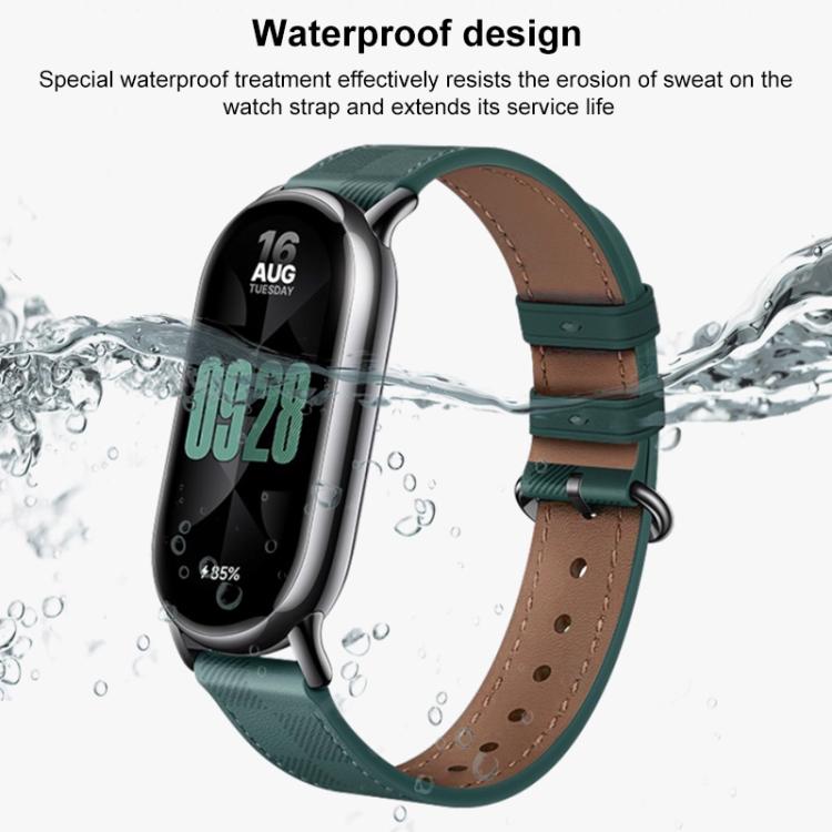 xDfind Plaid Texture Leather Watch Band, For Xiaomi Smart Band 11 / 10 / 9 / 8