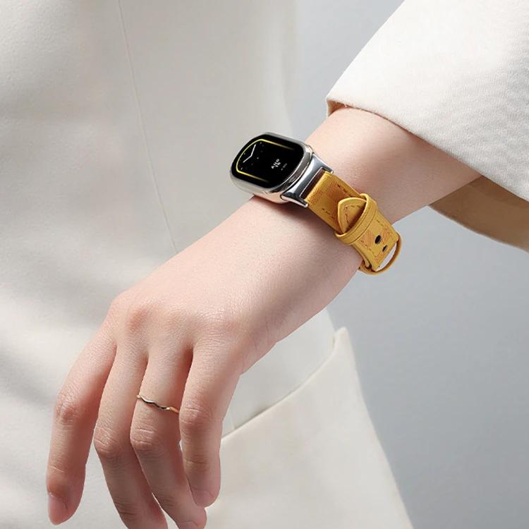 xDfind Plaid Texture Leather Watch Band, For Xiaomi Smart Band 11 / 10 / 9 / 8