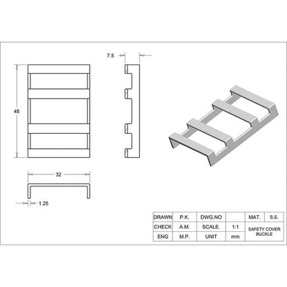 Boucle de barre en acier inoxydable pour enceinte de piscine, boucle fixe de couverture de sécurité de piscine, 3 pièces/paquet