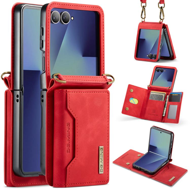 DG.MING M2 Series 3-Fold Multi Card Bag hybrid Magnetic Phone Case with Long Lanyard, For Galaxy Z Fold8 Ultra 5G, For Galaxy Z Flip8 5G, For Galaxy Z Fold7 5G, For Samsung Galaxy Z Flip7 5G