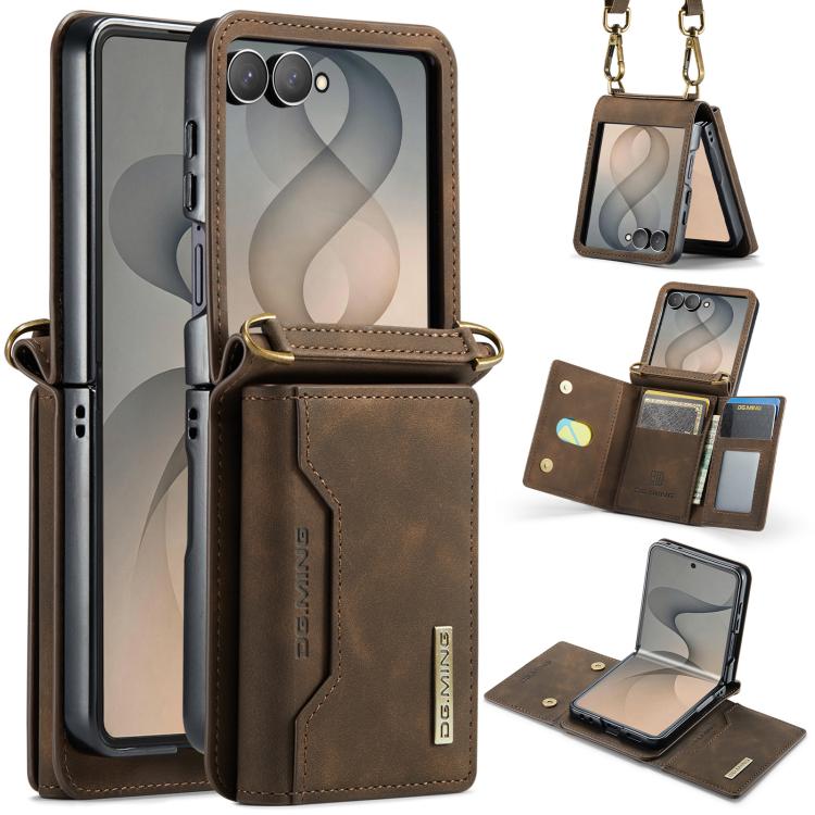 DG.MING M2 Series 3-Fold Multi Card Bag hybrid Magnetic Phone Case with Long Lanyard, For Galaxy Z Fold8 Ultra 5G, For Galaxy Z Flip8 5G, For Galaxy Z Fold7 5G, For Samsung Galaxy Z Flip7 5G