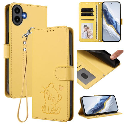Embossed Heart Cat Leather Phone Case with Hand Strap, For Nothing Phone 4a Pro, For Nothing Phone 4a, For Nothing Phone 3, For Nothing CMF Phone 2 Pro, For Nothing Phone 3a, For Nothing Phone 3a Pro, For Nothing CMF Phone 1, For Nothing Phone 2a