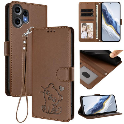 Embossed Heart Cat Leather Phone Case with Hand Strap, For Nothing Phone 4a Pro, For Nothing Phone 4a, For Nothing Phone 3, For Nothing CMF Phone 2 Pro, For Nothing Phone 3a, For Nothing Phone 3a Pro, For Nothing CMF Phone 1, For Nothing Phone 2a