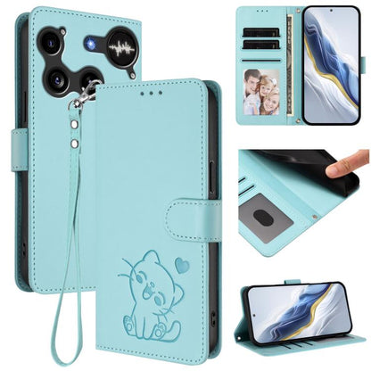 Embossed Heart Cat Leather Phone Case with Hand Strap, For Nothing Phone 4a Pro, For Nothing Phone 4a, For Nothing Phone 3, For Nothing CMF Phone 2 Pro, For Nothing Phone 3a, For Nothing Phone 3a Pro, For Nothing CMF Phone 1, For Nothing Phone 2a
