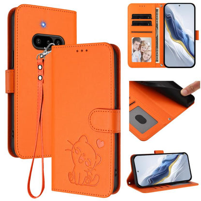 Embossed Heart Cat Leather Phone Case with Hand Strap, For Nothing Phone 4a Pro, For Nothing Phone 4a, For Nothing Phone 3, For Nothing CMF Phone 2 Pro, For Nothing Phone 3a, For Nothing Phone 3a Pro, For Nothing CMF Phone 1, For Nothing Phone 2a