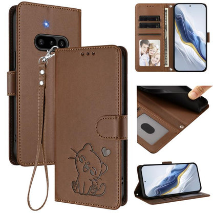 Embossed Heart Cat Leather Phone Case with Hand Strap, For Nothing Phone 4a Pro, For Nothing Phone 4a, For Nothing Phone 3, For Nothing CMF Phone 2 Pro, For Nothing Phone 3a, For Nothing Phone 3a Pro, For Nothing CMF Phone 1, For Nothing Phone 2a