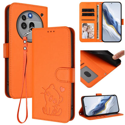 Embossed Heart Cat Leather Phone Case with Hand Strap, For Nothing Phone 4a Pro, For Nothing Phone 4a, For Nothing Phone 3, For Nothing CMF Phone 2 Pro, For Nothing Phone 3a, For Nothing Phone 3a Pro, For Nothing CMF Phone 1, For Nothing Phone 2a