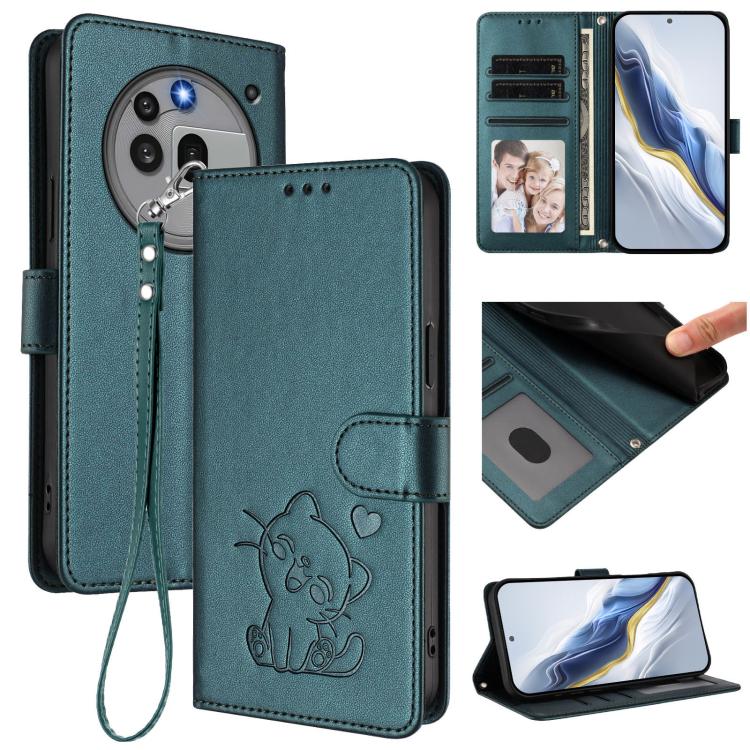 Embossed Heart Cat Leather Phone Case with Hand Strap, For Nothing Phone 4a Pro, For Nothing Phone 4a, For Nothing Phone 3, For Nothing CMF Phone 2 Pro, For Nothing Phone 3a, For Nothing Phone 3a Pro, For Nothing CMF Phone 1, For Nothing Phone 2a