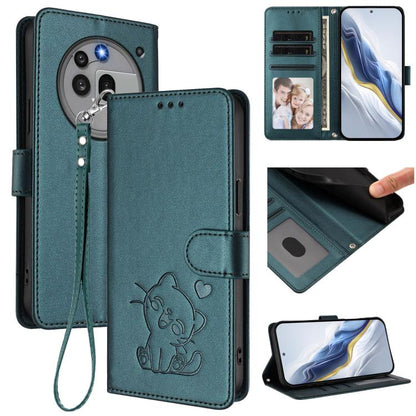 Embossed Heart Cat Leather Phone Case with Hand Strap, For Nothing Phone 4a Pro, For Nothing Phone 4a, For Nothing Phone 3, For Nothing CMF Phone 2 Pro, For Nothing Phone 3a, For Nothing Phone 3a Pro, For Nothing CMF Phone 1, For Nothing Phone 2a