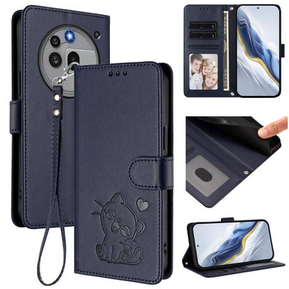 Embossed Heart Cat Leather Phone Case with Hand Strap, For Nothing Phone 4a Pro, For Nothing Phone 4a, For Nothing Phone 3, For Nothing CMF Phone 2 Pro, For Nothing Phone 3a, For Nothing Phone 3a Pro, For Nothing CMF Phone 1, For Nothing Phone 2a