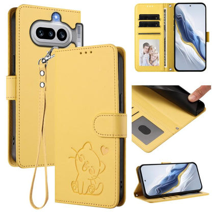Embossed Heart Cat Leather Phone Case with Hand Strap, For Nothing Phone 4a Pro, For Nothing Phone 4a, For Nothing Phone 3, For Nothing CMF Phone 2 Pro, For Nothing Phone 3a, For Nothing Phone 3a Pro, For Nothing CMF Phone 1, For Nothing Phone 2a