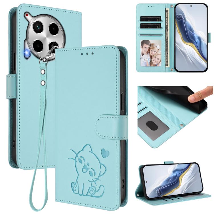 Embossed Heart Cat Leather Phone Case with Hand Strap, For Tecno Camon 30 Pro, For Tecno Camon 30 Premier 5G, For Tecno Camon 30 4G / 5G, For Tecno Pova 6 Pro 5G, For Tecno Spark 20 Pro+ 4G, For Tecno Pova 5 Pro, For Tecno Pova Neo 3, For Tecno Pova 5 ...