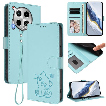 Embossed Heart Cat Leather Phone Case with Hand Strap, For Tecno Camon 30 Pro, For Tecno Camon 30 Premier 5G, For Tecno Camon 30 4G / 5G, For Tecno Pova 6 Pro 5G, For Tecno Spark 20 Pro+ 4G, For Tecno Pova 5 Pro, For Tecno Pova Neo 3, For Tecno Pova 5 ...