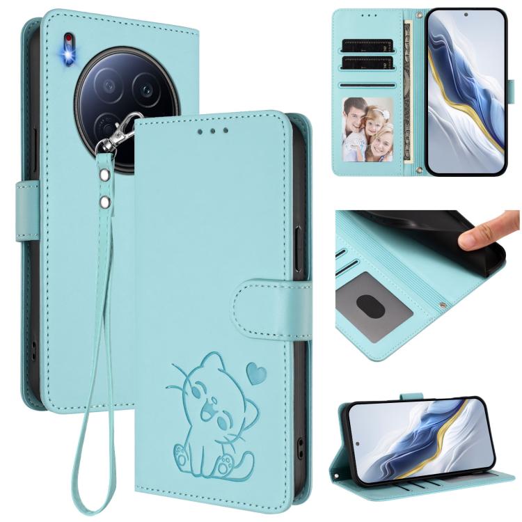 Embossed Heart Cat Leather Phone Case with Hand Strap, For Tecno Pova 7 Ultra 5G, For Tecno Pova 7 4G / 7 Neo, For Tecno Spark Go 1 / Pop 9, For Tecno Camon 40 Pro 4G, For Tecno Camon 40 Premier, For Tecno Camon 40 4G, For Tecno Spark 30C 5G / Pop 9 5G...
