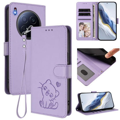 Embossed Heart Cat Leather Phone Case with Hand Strap, For Tecno Pova 7 Ultra 5G, For Tecno Pova 7 4G / 7 Neo, For Tecno Spark Go 1 / Pop 9, For Tecno Camon 40 Pro 4G, For Tecno Camon 40 Premier, For Tecno Camon 40 4G, For Tecno Spark 30C 5G / Pop 9 5G...