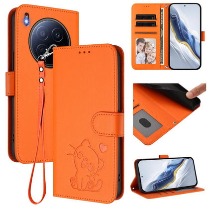 Embossed Heart Cat Leather Phone Case with Hand Strap, For Tecno Pova 7 Ultra 5G, For Tecno Pova 7 4G / 7 Neo, For Tecno Spark Go 1 / Pop 9, For Tecno Camon 40 Pro 4G, For Tecno Camon 40 Premier, For Tecno Camon 40 4G, For Tecno Spark 30C 5G / Pop 9 5G...