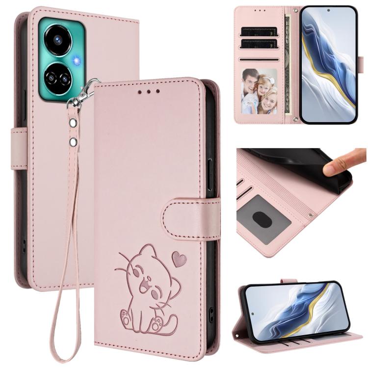 Embossed Heart Cat Leather Phone Case with Hand Strap, For Tecno Camon 20 Pro 5G, For Tecno Camon 20 4G / 20 Pro 4G, For Tecno Spark 10 5G, For Tecno Spark 10C / 10 4G, For Tecno Spark 10 Pro 4G / K17 4G, For Tecno Camon 19 / 19 Pro 5G                 ...