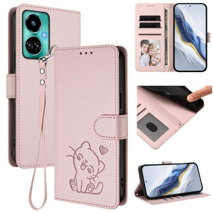 Embossed Heart Cat Leather Phone Case with Hand Strap, For Tecno Camon 20 Pro 5G, For Tecno Camon 20 4G / 20 Pro 4G, For Tecno Spark 10 5G, For Tecno Spark 10C / 10 4G, For Tecno Spark 10 Pro 4G / K17 4G, For Tecno Camon 19 / 19 Pro 5G                 ...