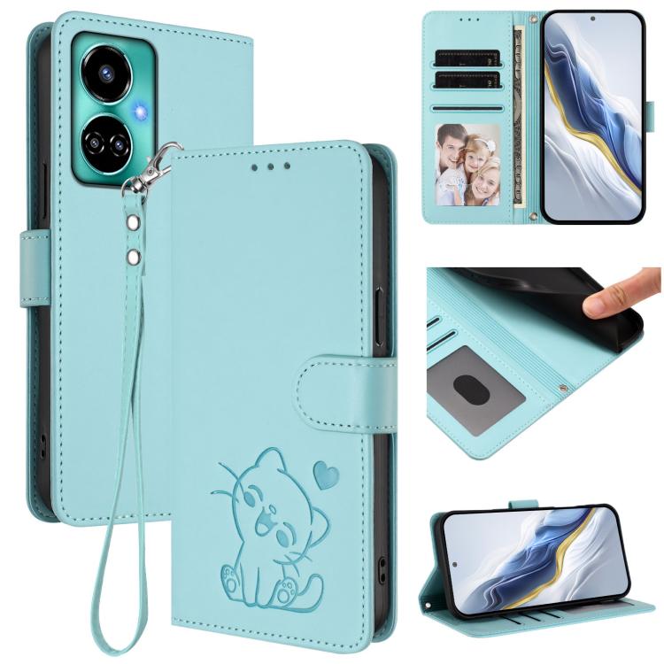 Embossed Heart Cat Leather Phone Case with Hand Strap, For Tecno Camon 20 Pro 5G, For Tecno Camon 20 4G / 20 Pro 4G, For Tecno Spark 10 5G, For Tecno Spark 10C / 10 4G, For Tecno Spark 10 Pro 4G / K17 4G, For Tecno Camon 19 / 19 Pro 5G                 ...