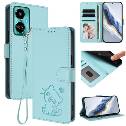 Embossed Heart Cat Leather Phone Case with Hand Strap, For Tecno Camon 20 Pro 5G, For Tecno Camon 20 4G / 20 Pro 4G, For Tecno Spark 10 5G, For Tecno Spark 10C / 10 4G, For Tecno Spark 10 Pro 4G / K17 4G, For Tecno Camon 19 / 19 Pro 5G                 ...