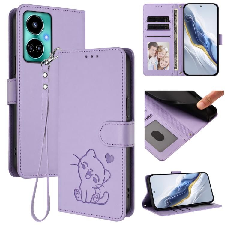 Embossed Heart Cat Leather Phone Case with Hand Strap, For Tecno Camon 20 Pro 5G, For Tecno Camon 20 4G / 20 Pro 4G, For Tecno Spark 10 5G, For Tecno Spark 10C / 10 4G, For Tecno Spark 10 Pro 4G / K17 4G, For Tecno Camon 19 / 19 Pro 5G                 ...