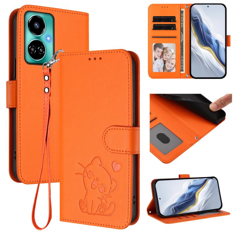 Embossed Heart Cat Leather Phone Case with Hand Strap, For Tecno Camon 20 Pro 5G, For Tecno Camon 20 4G / 20 Pro 4G, For Tecno Spark 10 5G, For Tecno Spark 10C / 10 4G, For Tecno Spark 10 Pro 4G / K17 4G, For Tecno Camon 19 / 19 Pro 5G                 ...