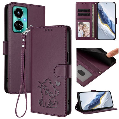 Embossed Heart Cat Leather Phone Case with Hand Strap, For Tecno Camon 20 Pro 5G, For Tecno Camon 20 4G / 20 Pro 4G, For Tecno Spark 10 5G, For Tecno Spark 10C / 10 4G, For Tecno Spark 10 Pro 4G / K17 4G, For Tecno Camon 19 / 19 Pro 5G                 ...