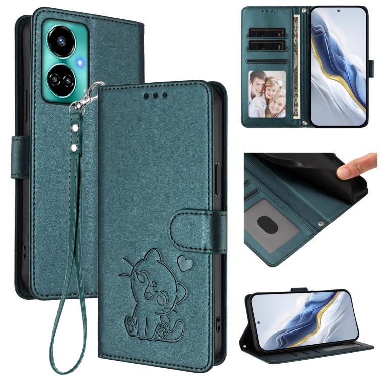 Embossed Heart Cat Leather Phone Case with Hand Strap, For Tecno Camon 20 Pro 5G, For Tecno Camon 20 4G / 20 Pro 4G, For Tecno Spark 10 5G, For Tecno Spark 10C / 10 4G, For Tecno Spark 10 Pro 4G / K17 4G, For Tecno Camon 19 / 19 Pro 5G                 ...