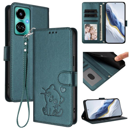Embossed Heart Cat Leather Phone Case with Hand Strap, For Tecno Camon 20 Pro 5G, For Tecno Camon 20 4G / 20 Pro 4G, For Tecno Spark 10 5G, For Tecno Spark 10C / 10 4G, For Tecno Spark 10 Pro 4G / K17 4G, For Tecno Camon 19 / 19 Pro 5G                 ...