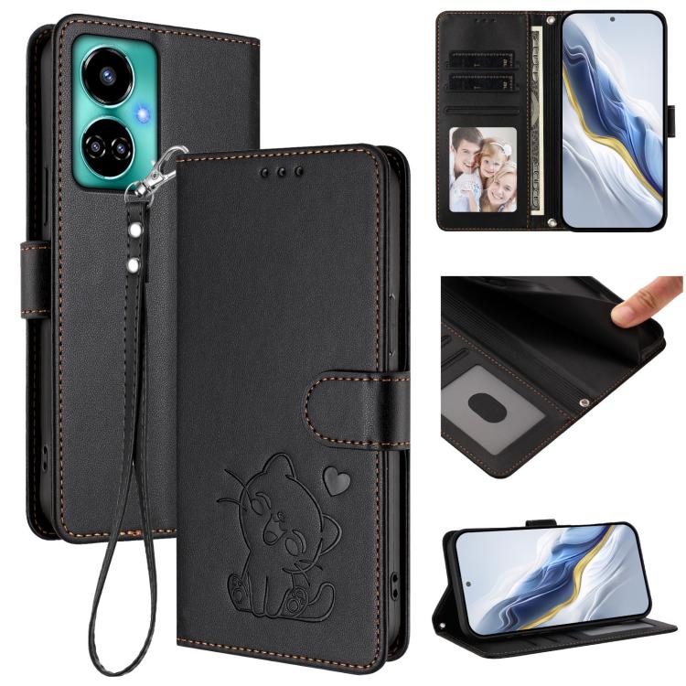 Embossed Heart Cat Leather Phone Case with Hand Strap, For Tecno Camon 20 Pro 5G, For Tecno Camon 20 4G / 20 Pro 4G, For Tecno Spark 10 5G, For Tecno Spark 10C / 10 4G, For Tecno Spark 10 Pro 4G / K17 4G, For Tecno Camon 19 / 19 Pro 5G                 ...