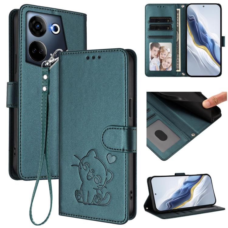 Embossed Heart Cat Leather Phone Case with Hand Strap, For Tecno Camon 20 Pro 5G, For Tecno Camon 20 4G / 20 Pro 4G, For Tecno Spark 10 5G, For Tecno Spark 10C / 10 4G, For Tecno Spark 10 Pro 4G / K17 4G, For Tecno Camon 19 / 19 Pro 5G                 ...