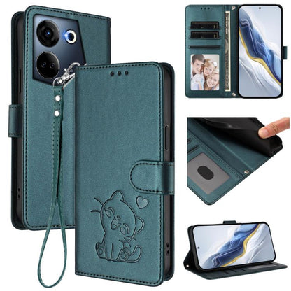 Embossed Heart Cat Leather Phone Case with Hand Strap, For Tecno Camon 20 Pro 5G, For Tecno Camon 20 4G / 20 Pro 4G, For Tecno Spark 10 5G, For Tecno Spark 10C / 10 4G, For Tecno Spark 10 Pro 4G / K17 4G, For Tecno Camon 19 / 19 Pro 5G                 ...