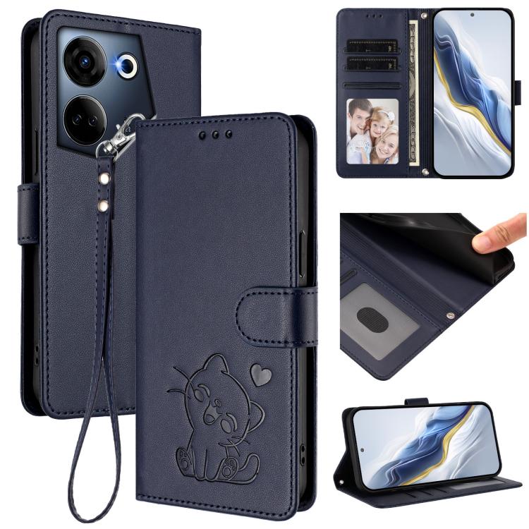 Embossed Heart Cat Leather Phone Case with Hand Strap, For Tecno Camon 20 Pro 5G, For Tecno Camon 20 4G / 20 Pro 4G, For Tecno Spark 10 5G, For Tecno Spark 10C / 10 4G, For Tecno Spark 10 Pro 4G / K17 4G, For Tecno Camon 19 / 19 Pro 5G                 ...