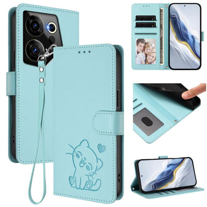 Embossed Heart Cat Leather Phone Case with Hand Strap, For Tecno Camon 30 Pro, For Tecno Camon 30 Premier 5G, For Tecno Camon 30 4G / 5G, For Tecno Pova 6 Pro 5G, For Tecno Spark 20 Pro+ 4G, For Tecno Pova 5 Pro, For Tecno Pova Neo 3, For Tecno Pova 5 ...