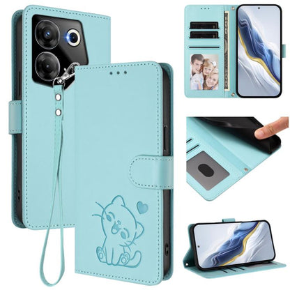 Embossed Heart Cat Leather Phone Case with Hand Strap, For Tecno Camon 20 Pro 5G, For Tecno Camon 20 4G / 20 Pro 4G, For Tecno Spark 10 5G, For Tecno Spark 10C / 10 4G, For Tecno Spark 10 Pro 4G / K17 4G, For Tecno Camon 19 / 19 Pro 5G                 ...