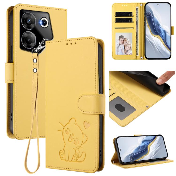Embossed Heart Cat Leather Phone Case with Hand Strap, For Tecno Camon 20 Pro 5G, For Tecno Camon 20 4G / 20 Pro 4G, For Tecno Spark 10 5G, For Tecno Spark 10C / 10 4G, For Tecno Spark 10 Pro 4G / K17 4G, For Tecno Camon 19 / 19 Pro 5G                 ...