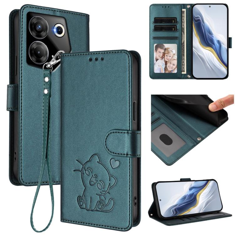 Embossed Heart Cat Leather Phone Case with Hand Strap, For Tecno Camon 20 Pro 5G, For Tecno Camon 20 4G / 20 Pro 4G, For Tecno Spark 10 5G, For Tecno Spark 10C / 10 4G, For Tecno Spark 10 Pro 4G / K17 4G, For Tecno Camon 19 / 19 Pro 5G                 ...