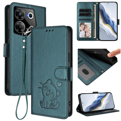 Embossed Heart Cat Leather Phone Case with Hand Strap, For Tecno Camon 20 Pro 5G, For Tecno Camon 20 4G / 20 Pro 4G, For Tecno Spark 10 5G, For Tecno Spark 10C / 10 4G, For Tecno Spark 10 Pro 4G / K17 4G, For Tecno Camon 19 / 19 Pro 5G                 ...