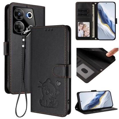 Embossed Heart Cat Leather Phone Case with Hand Strap, For Tecno Camon 20 Pro 5G, For Tecno Camon 20 4G / 20 Pro 4G, For Tecno Spark 10 5G, For Tecno Spark 10C / 10 4G, For Tecno Spark 10 Pro 4G / K17 4G, For Tecno Camon 19 / 19 Pro 5G                 ...
