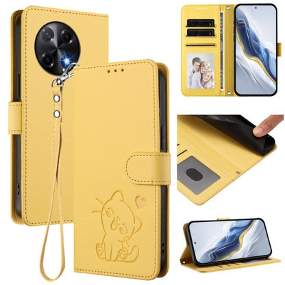 Embossed Heart Cat Leather Phone Case with Hand Strap, For Tecno Pova 7 Ultra 5G, For Tecno Pova 7 4G / 7 Neo, For Tecno Spark Go 1 / Pop 9, For Tecno Camon 40 Pro 4G, For Tecno Camon 40 Premier, For Tecno Camon 40 4G, For Tecno Spark 30C 5G / Pop 9 5G...