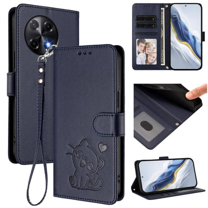 Embossed Heart Cat Leather Phone Case with Hand Strap, For Tecno Pova 7 Ultra 5G, For Tecno Pova 7 4G / 7 Neo, For Tecno Spark Go 1 / Pop 9, For Tecno Camon 40 Pro 4G, For Tecno Camon 40 Premier, For Tecno Camon 40 4G, For Tecno Spark 30C 5G / Pop 9 5G...
