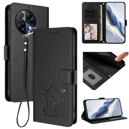 Embossed Heart Cat Leather Phone Case with Hand Strap, For Tecno Pova 7 Ultra 5G, For Tecno Pova 7 4G / 7 Neo, For Tecno Spark Go 1 / Pop 9, For Tecno Camon 40 Pro 4G, For Tecno Camon 40 Premier, For Tecno Camon 40 4G, For Tecno Spark 30C 5G / Pop 9 5G...