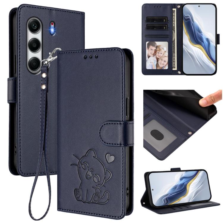 Embossed Heart Cat Leather Phone Case with Hand Strap, For Tecno Pova 7 Ultra 5G, For Tecno Pova 7 4G / 7 Neo, For Tecno Spark Go 1 / Pop 9, For Tecno Camon 40 Pro 4G, For Tecno Camon 40 Premier, For Tecno Camon 40 4G, For Tecno Spark 30C 5G / Pop 9 5G...