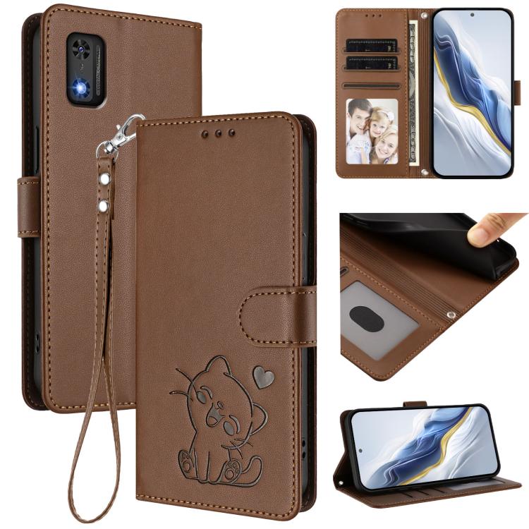 Embossed Heart Cat Leather Phone Case with Hand Strap, For Tecno Spark 30 5G / Pova 6 Neo 5G, For Tecno Spark 30 Pro 4G, For Tecno Spark 30 4G, For Tecno Spark Go 5G 2025 / Hot 60i 5G, For Tecno Spark 30C 4G, For Tecno Spark 20 Pro 5G                  ...