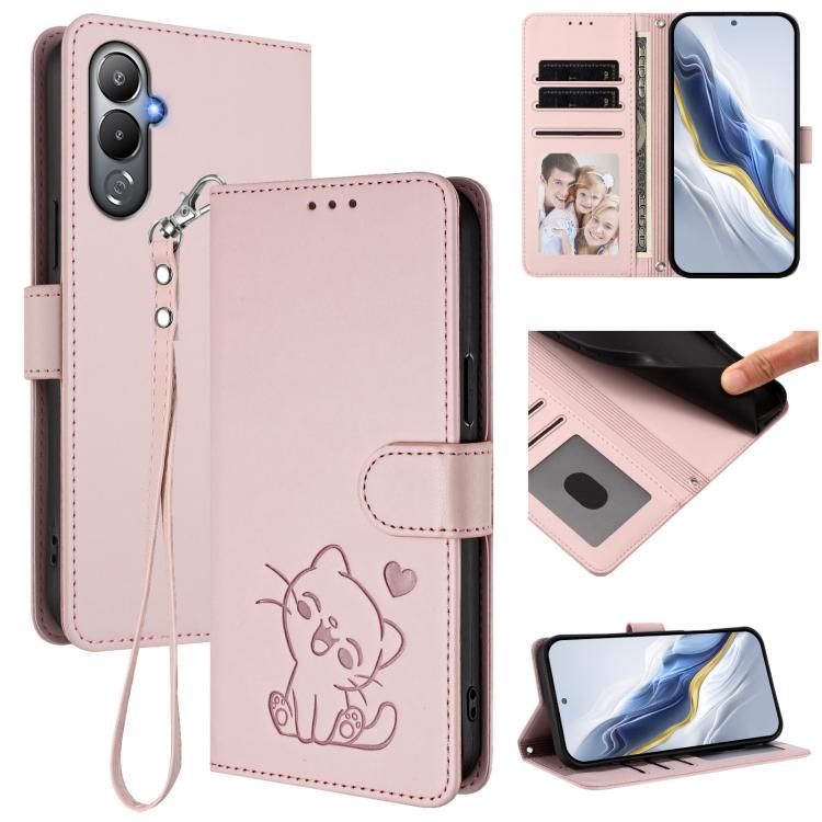 Embossed Heart Cat Leather Phone Case with Hand Strap, For Tecno Camon 20 Pro 5G, For Tecno Camon 20 4G / 20 Pro 4G, For Tecno Spark 10 5G, For Tecno Spark 10C / 10 4G, For Tecno Spark 10 Pro 4G / K17 4G, For Tecno Camon 19 / 19 Pro 5G                 ...