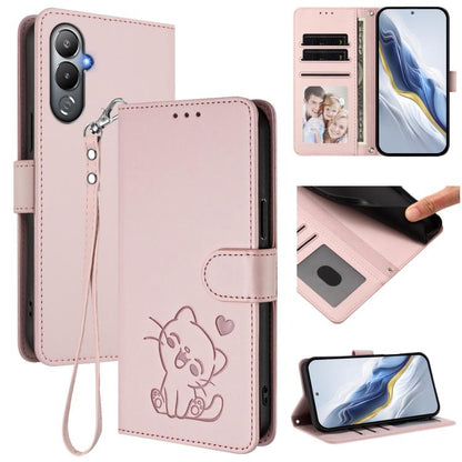 Embossed Heart Cat Leather Phone Case with Hand Strap, For Tecno Camon 20 Pro 5G, For Tecno Camon 20 4G / 20 Pro 4G, For Tecno Spark 10 5G, For Tecno Spark 10C / 10 4G, For Tecno Spark 10 Pro 4G / K17 4G, For Tecno Camon 19 / 19 Pro 5G                 ...